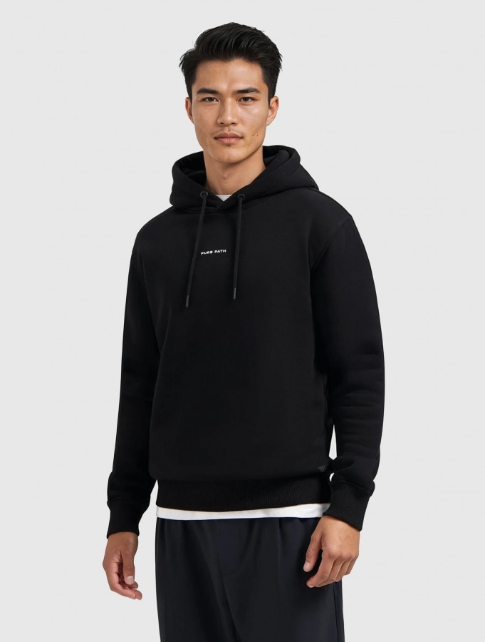 Afbeelding van 10311 02 Black Essential Logo Sweater Hoodie  - PURE PATH